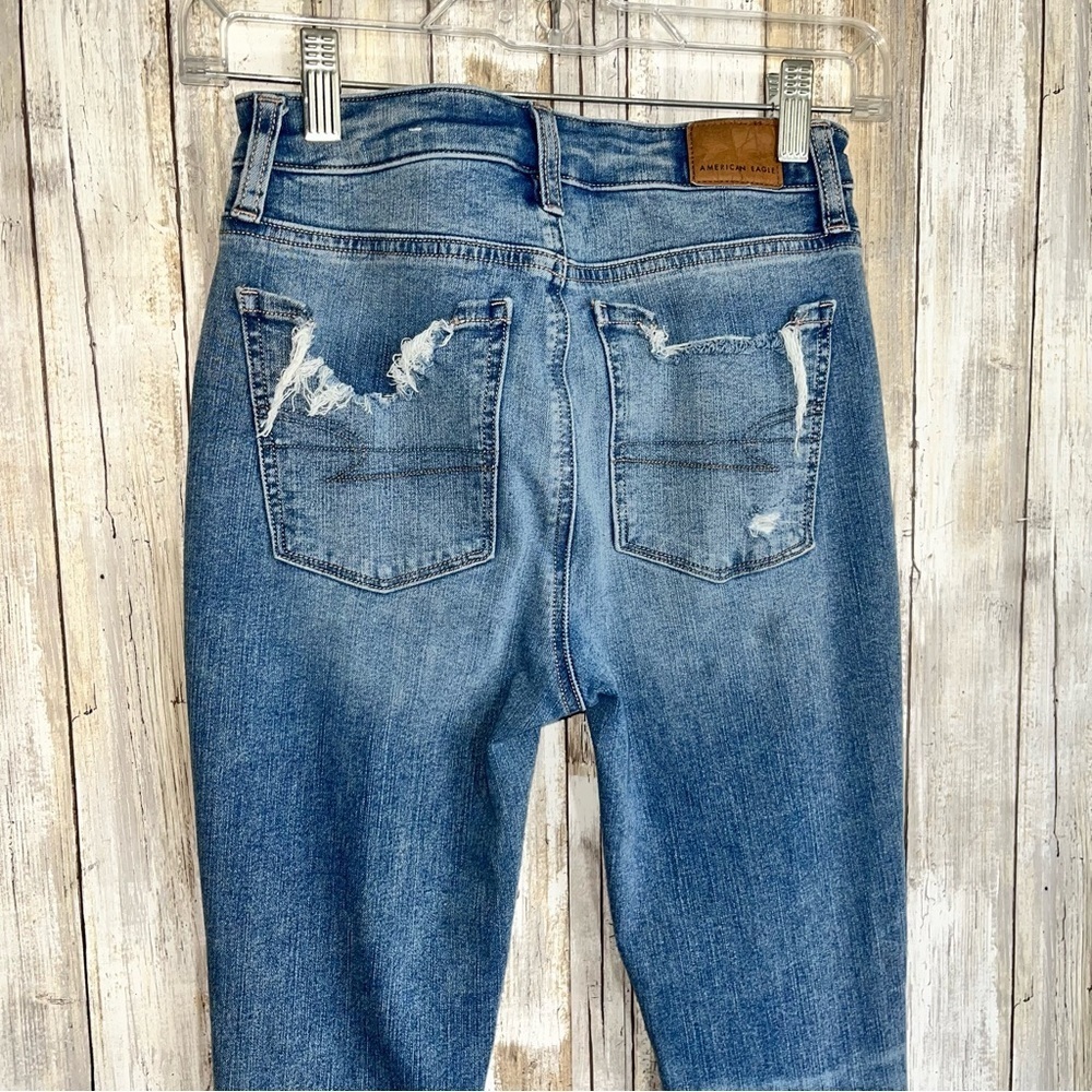 American Eagle The Dream Jean Super High Rise Jegging Distressed Women’s 0 - Picture 5 of 8